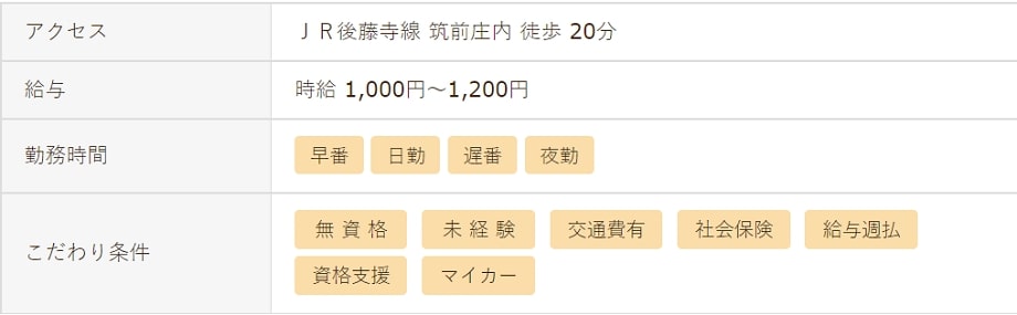 福岡の介護派遣求人例3