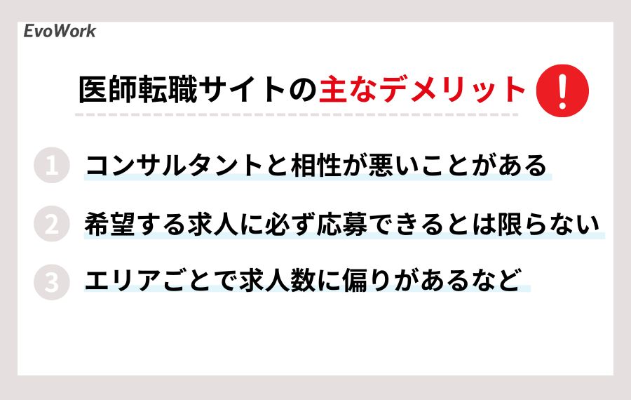 医師転職サイトを使うデメリット
