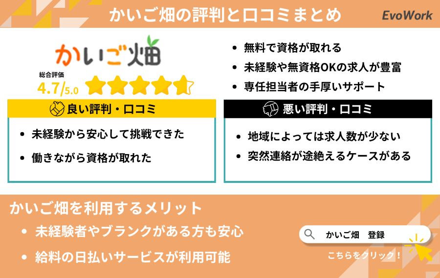 かいご畑（株式会社ニッソーネット）の評判まとめ