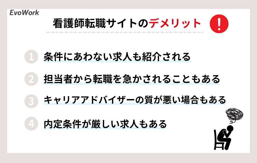 看護師転職サイトのデメリット