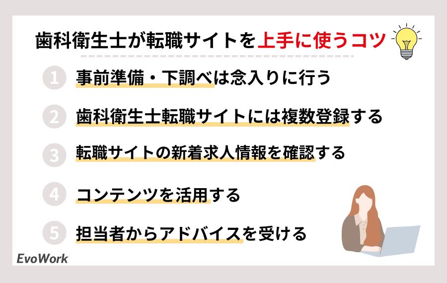 歯科衛生士が転職サイトを上手に使うコツ