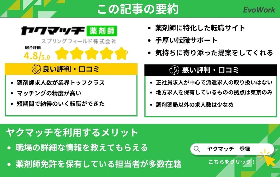 ヤクマッチ薬剤師のまとめ